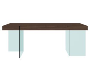 Orzechowy Stół Nogi Szkło Hartowane – Tribeca