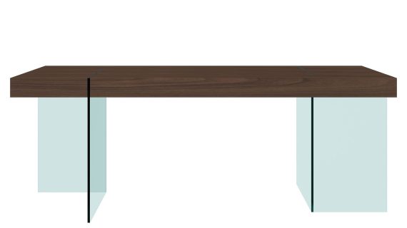 Orzechowy Stół Nogi Szkło Hartowane – Tribeca