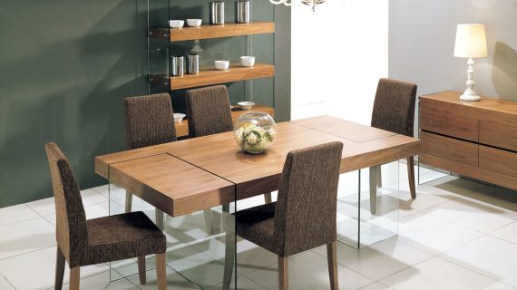 miniaturka Orzechowy Stół Nogi Szkło Hartowane – Tribeca