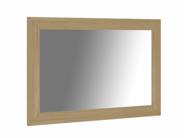 Lustro prostokątne w naturalnej drewnianej ramie, ujęcie pod kątem