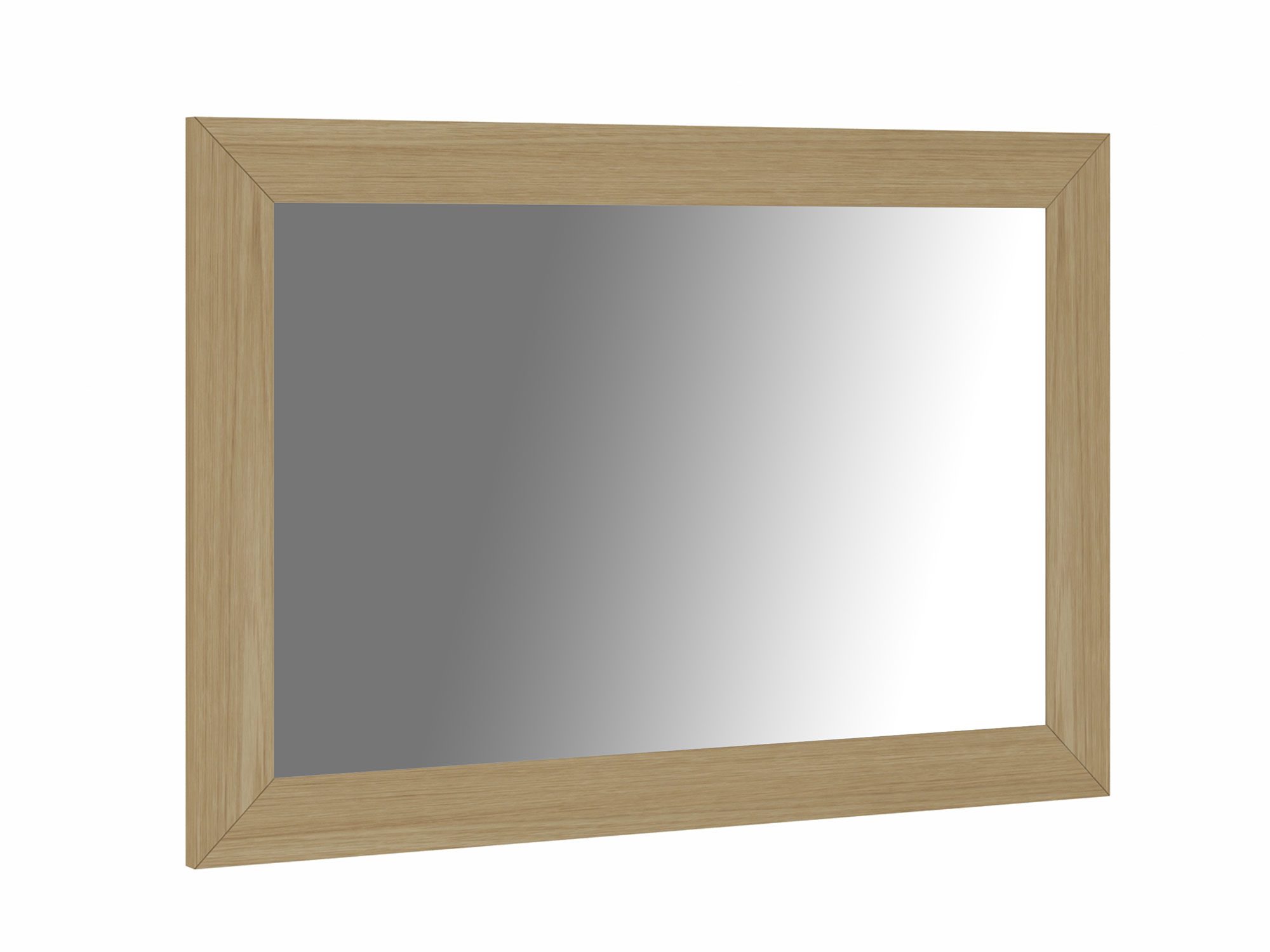 Lustro prostokątne w naturalnej drewnianej ramie, ujęcie pod kątem