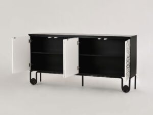 miniaturka Czarna Komoda Ręcznie Malowany Wzór Zebry – Eleganza