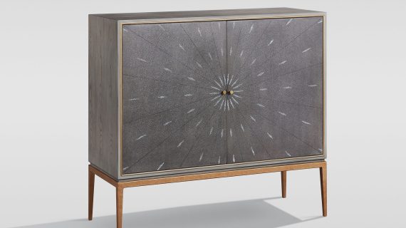 miniaturka Szara Komoda Ekoskóra Rekina Złote Akcenty – Eleganza