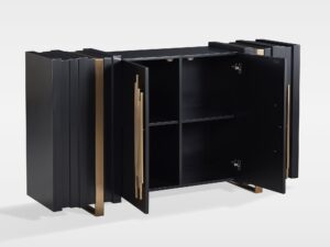 miniaturka Czarna Komoda Złote Uchwyty 3D Wykończenie – Eleganza