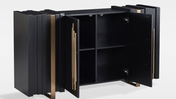 miniaturka Czarna Komoda Złote Uchwyty 3D Wykończenie – Eleganza