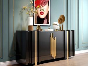 miniaturka Czarna Komoda Złote Uchwyty 3D Wykończenie – Eleganza