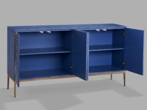 miniaturka Niebieska Komoda Ręcznie Malowany Wzór Roślinny – Eleganza