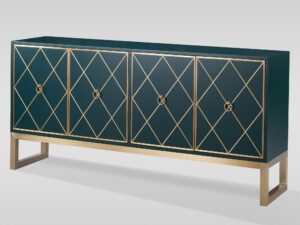 miniaturka Butelkowozielona Komoda Złoty Wzór i Nóżki – Eleganza