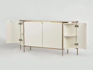 miniaturka Komoda Marmurowy Blat Ryflowane Drewno – Eleganza