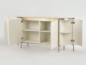 miniaturka Komoda Marmurowy Blat Ryflowane Drewno – Eleganza