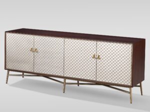 miniaturka Komoda Orzech Włoski Wytłaczane Łuski Złote Nogi – Eleganza