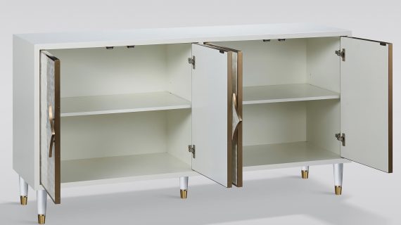 miniaturka Komoda Ecru Naturalna Muszla Morska Złote Nóżki – Eleganza