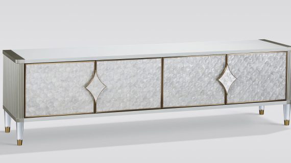 miniaturka RTV Komoda Ecru Muszla Morska Złote Akcenty – Eleganza