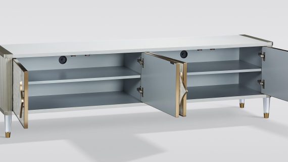 miniaturka RTV Komoda Ecru Muszla Morska Złote Akcenty – Eleganza