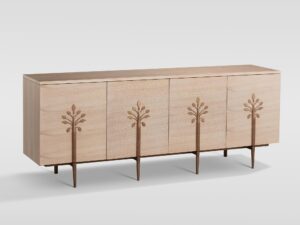 miniaturka Komoda Biały Dąb Złote Nogi Liście Art Deco – Eleganza