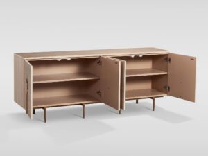 miniaturka Komoda Biały Dąb Złote Nogi Liście Art Deco – Eleganza