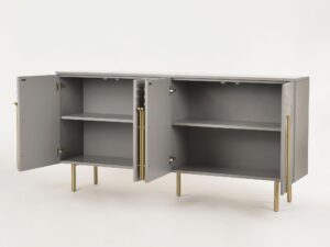 miniaturka Jasnoszara Komoda Wytłoczone Łuki na Frontach – Eleganza