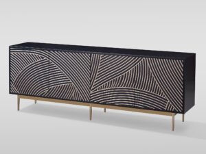 miniaturka RTV Komoda Granatowa Złoty Wypukły Wzór – Eleganza