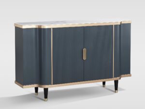 miniaturka Grafitowa Komoda Marmurowy Blat Złote Akcenty – Eleganza