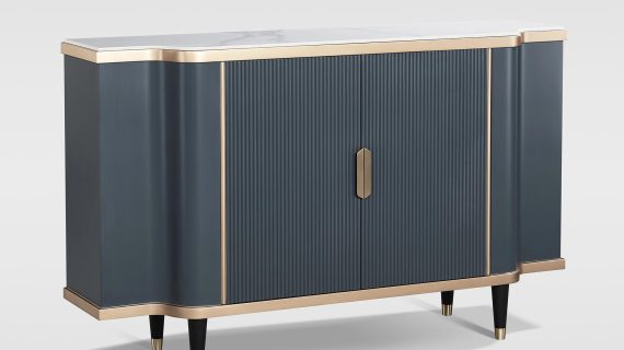 miniaturka Grafitowa Komoda Marmurowy Blat Złote Akcenty – Eleganza