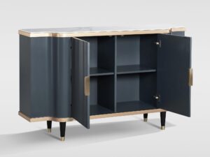 miniaturka Grafitowa Komoda Marmurowy Blat Złote Akcenty – Eleganza