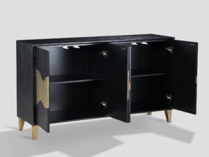 miniaturka Czarna Komoda Złote Akcenty Parametryczny Wzór – Eleganza