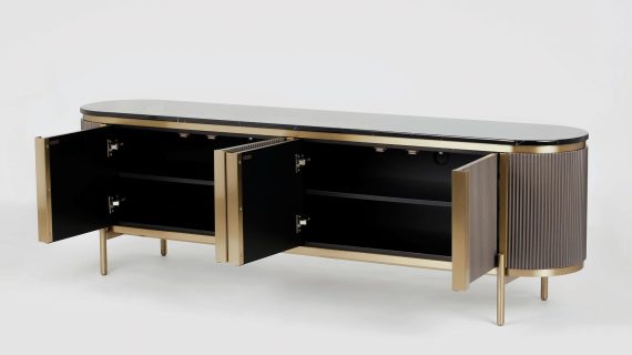 miniaturka Komoda Grafitowa Marmur Złote Nogi – Eleganza