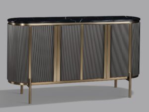 miniaturka Grafitowa Komoda Marmurowy Blat Złote Akcenty – Eleganza