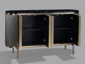 miniaturka Grafitowa Komoda Marmurowy Blat Złote Akcenty – Eleganza