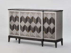 miniaturka Szara Komoda Intarsja Srebrny Wzór 3D – Eleganza