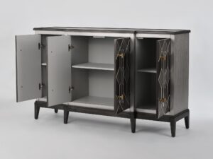 miniaturka Szara Komoda Intarsja Srebrny Wzór 3D – Eleganza