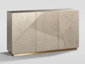 miniaturka Szampańska Komoda Asymetryczny Wzór 3D Złote Nogi – Eleganza