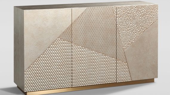 miniaturka Szampańska Komoda Asymetryczny Wzór 3D Złote Nogi – Eleganza