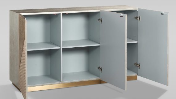 miniaturka Szampańska Komoda Asymetryczny Wzór 3D Złote Nogi – Eleganza