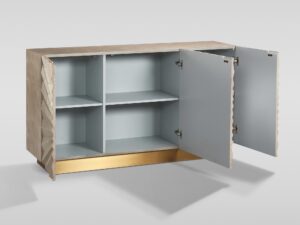 miniaturka Szampańska Komoda Geometryczny Wzór Origami Złote Akcenty – Eleganza