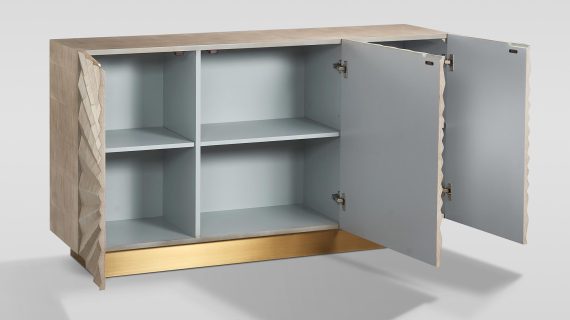 miniaturka Szampańska Komoda Geometryczny Wzór Origami Złote Akcenty – Eleganza