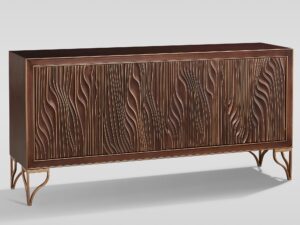 miniaturka Komoda Orzech Włoski Rzeźbiony Front Złote Akcenty – Eleganza