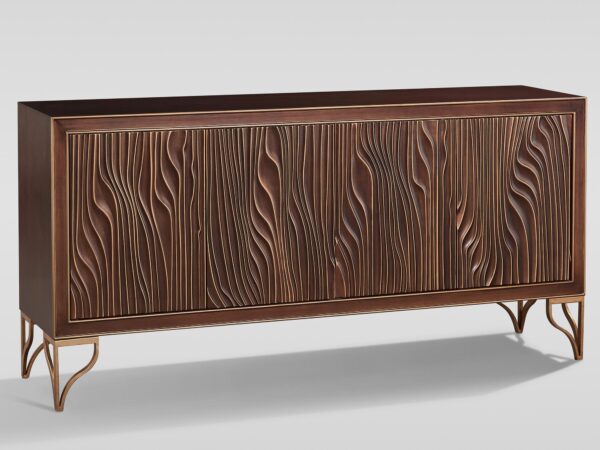 Komoda z tłoczonymi frontami z brązowego drewna w stylu art déco