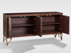 miniaturka Komoda Orzech Włoski Rzeźbiony Front Złote Akcenty – Eleganza