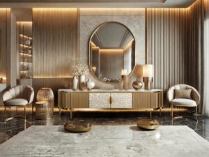 miniaturka RTV Komoda Szampańska Muszla Morska Marmurowy Blat – Eleganza