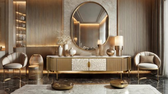 miniaturka RTV Komoda Szampańska Muszla Morska Marmurowy Blat – Eleganza