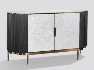 miniaturka Grafitowa Komoda Muszla Morska Marmurowy Blat – Eleganza