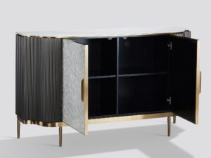 miniaturka Grafitowa Komoda Muszla Morska Marmurowy Blat – Eleganza