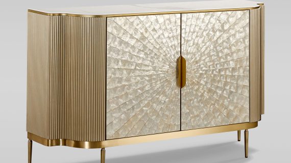 miniaturka Szampańska Komoda Muszla Morska Marmurowy Blat – Eleganza