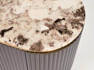 miniaturka Grafitowa Komoda RTV Stylowa Marmurowy Blat – Eleganza