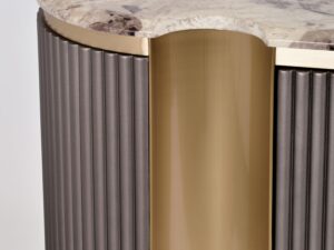 miniaturka Kasztanowa Komoda RTV Marmur Złote Nogi – Eleganza