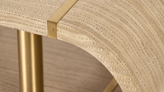 miniaturka Szara Konsola Złote Nogi Sinusoidalne Półki – Eleganza