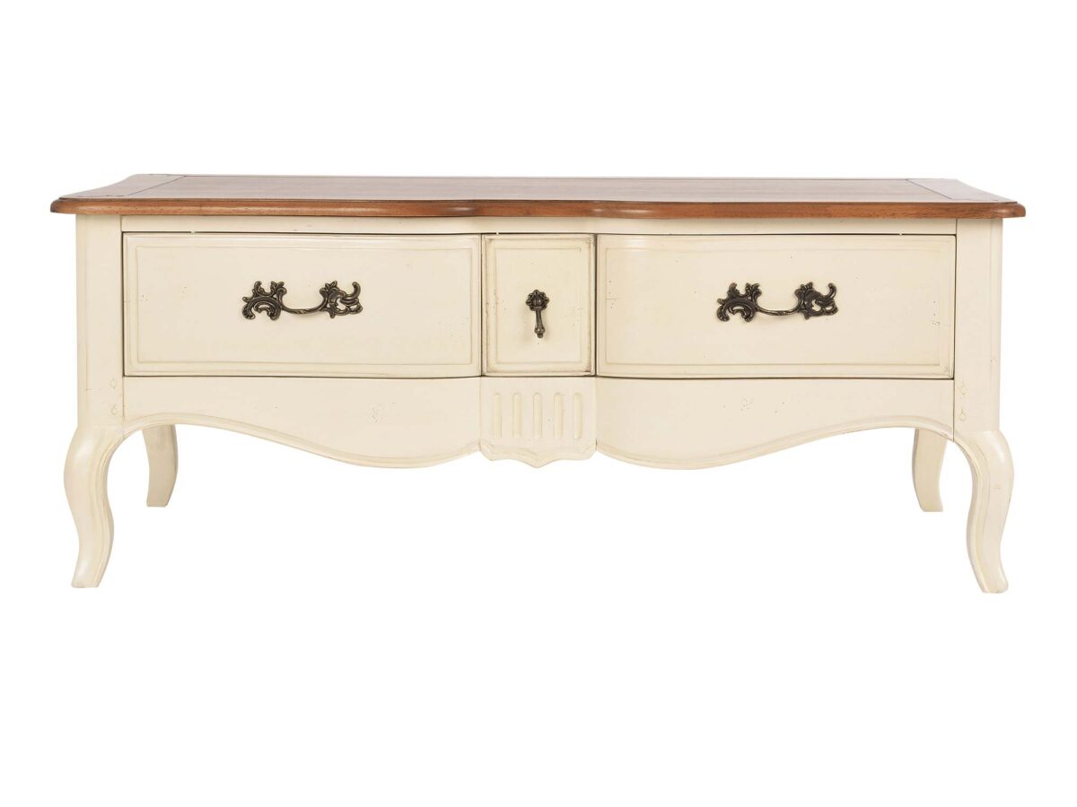 Prowansalski Stolik Kawowy Miodowy Blat Kość Słoniowa – Verona