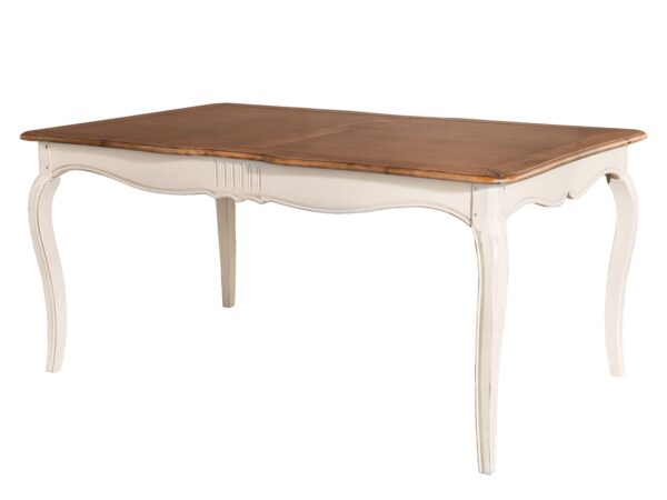 Stół z litego drewna i bieloną podstawą w aranżacji klasycznej