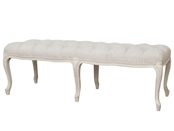 Ławka tapicerowana z pikowaniem i drewnianą ramą shabby chic